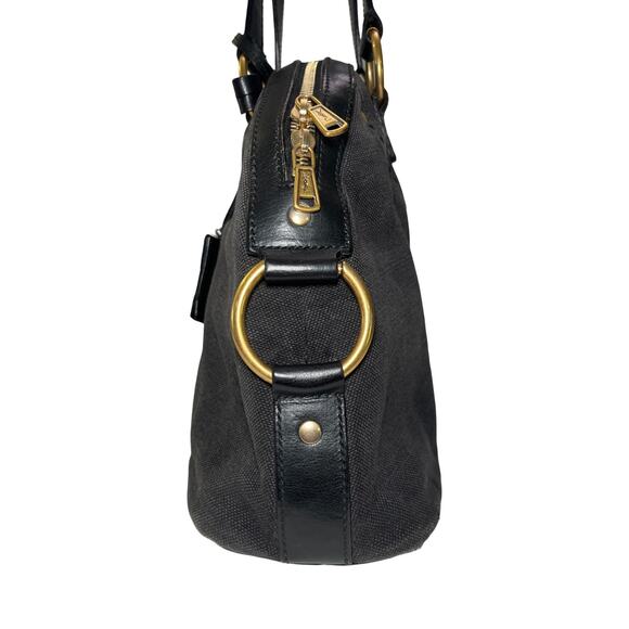 Vintage Yves Saint Laurent Rive Gauche Muse Tote Black Canvas Leather Italy - Picture 6 of 16
